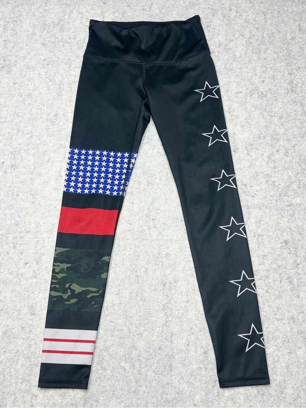 Noli Yoga Rebel Patriotic Leggings Small S Black Star Camo American Flag